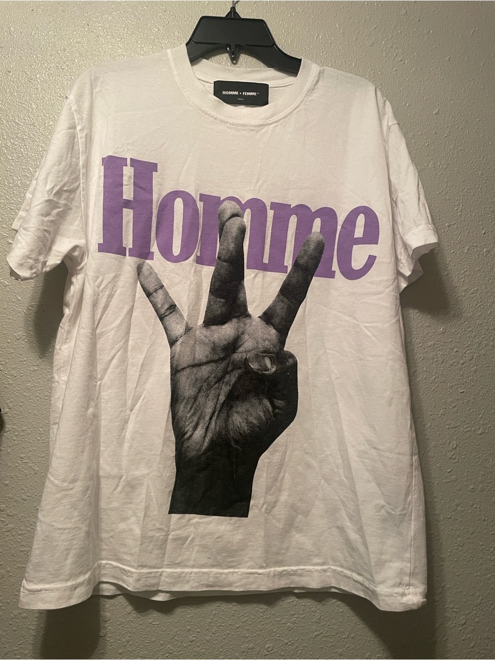 Homme + Femme Printed Graphic T-Shirt in White & Purple